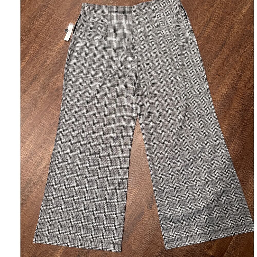 ModCloth Nautical by Nature Wide Leg Pants Black Plaid Academia Women Sz 3X NWT - Picture 2 of 6
